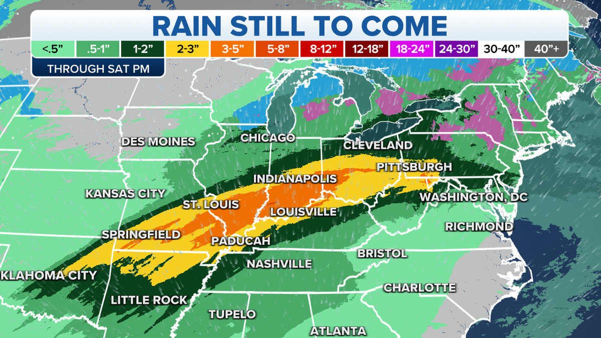 Rain in the Midwest, Great Lakes and Northeast