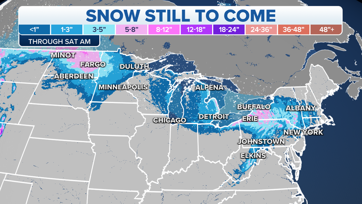 Snow forecast in the eastern U.S.