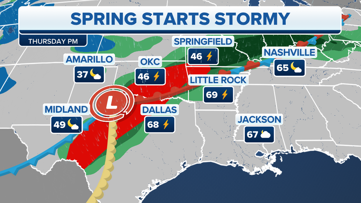 Stormy spring weather in the southern U.S.