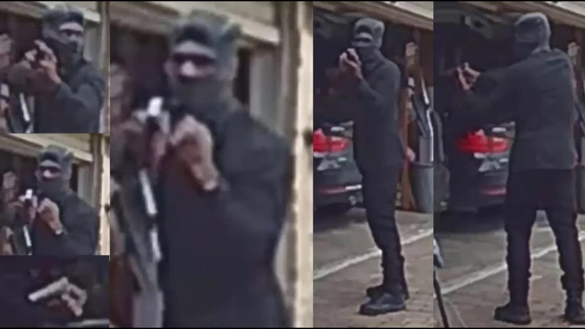 The suspect in the robbery is seen in stills