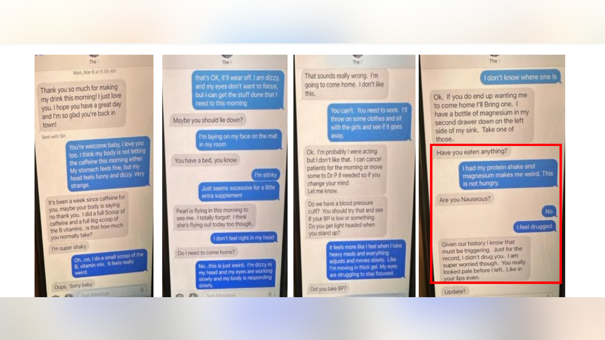 Text messages between James and Angela Craig