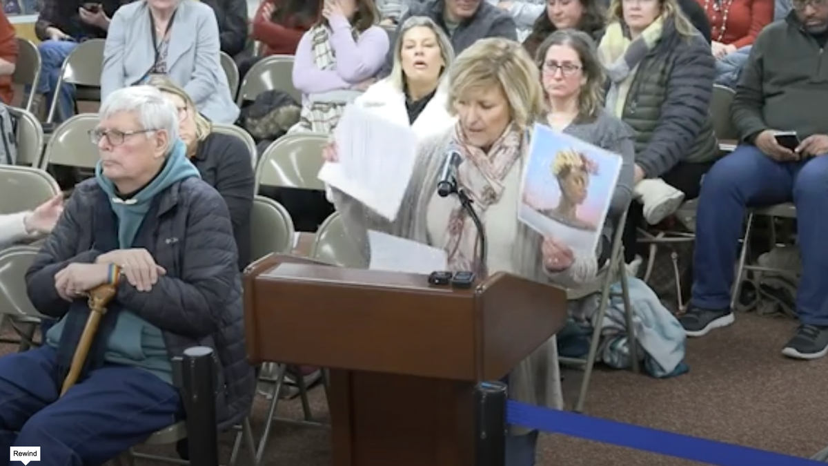 Parent speaking at school board meeting