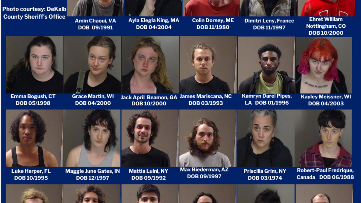 "cop city" arrest booking photos in grid