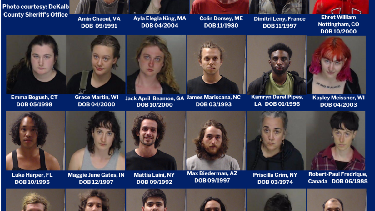 "cop city" arrest booking photos in grid