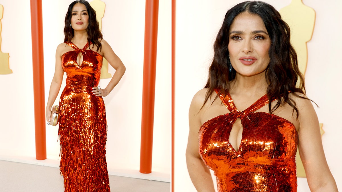 Salma Hayek wears Gucci sparkling dress on the Oscars red carpet