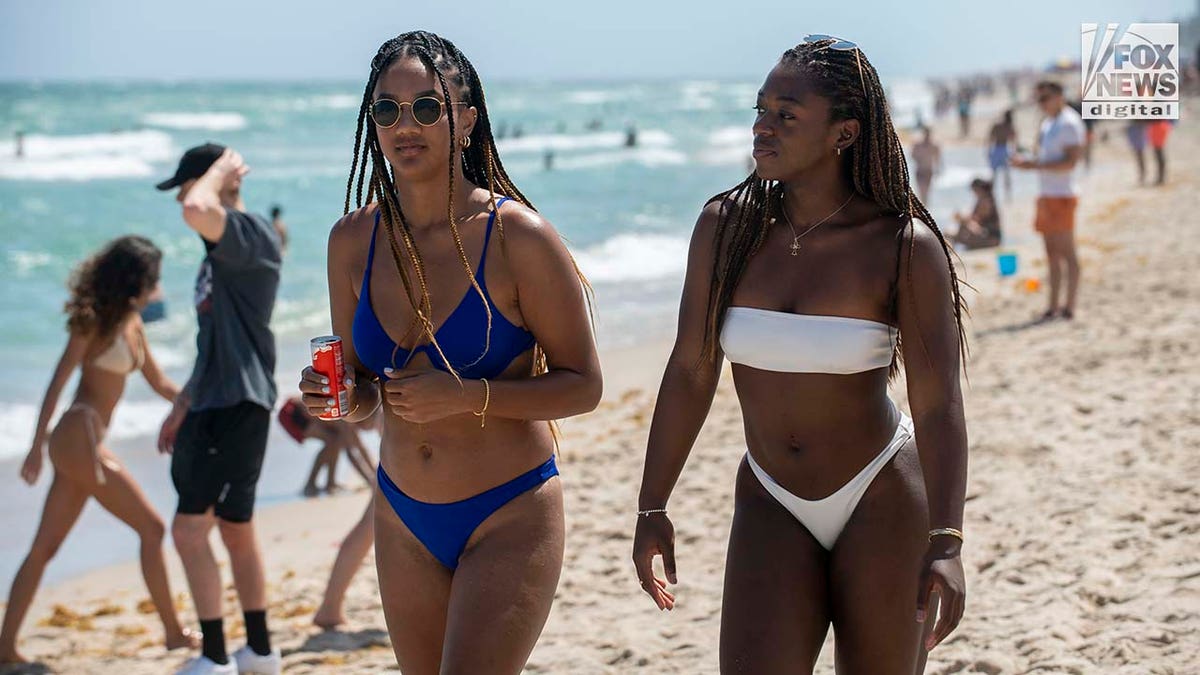 Spring breakers spend time on Fort Lauderdale Beach.