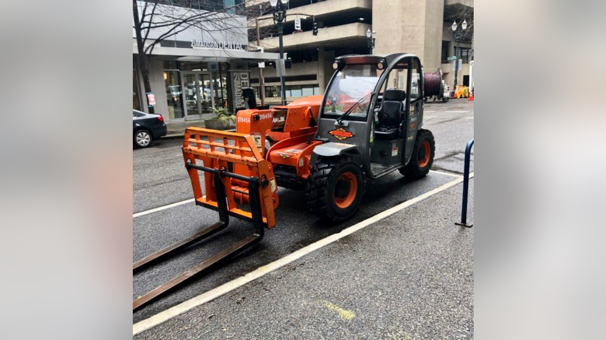 forklift on street in Portland 