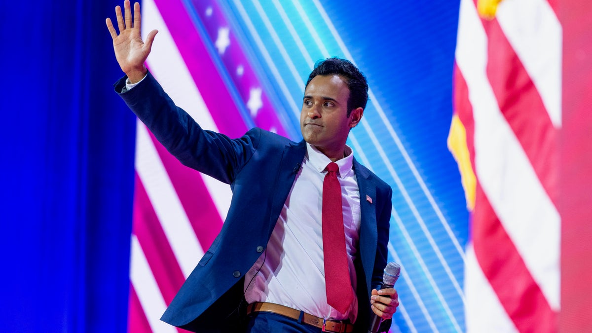 Vivek Ramaswamy departs after speaking at the Conservative Political Action Conference, CPAC 2023, Friday, March 3, 2023, at National Harbor in Oxon Hill, Maryland.
