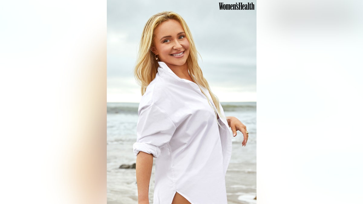 Hayden Paniettiere wears a white button down in a photo for Women's Health