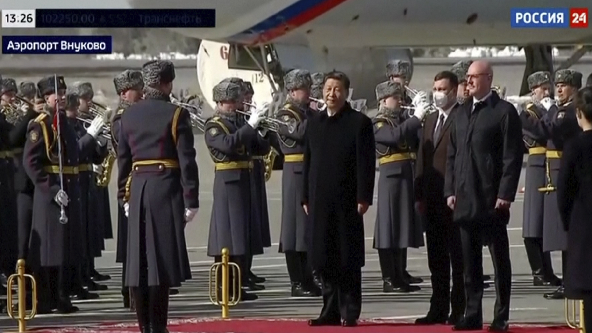 China's President Xi Jinping lands in Moscow, Russia