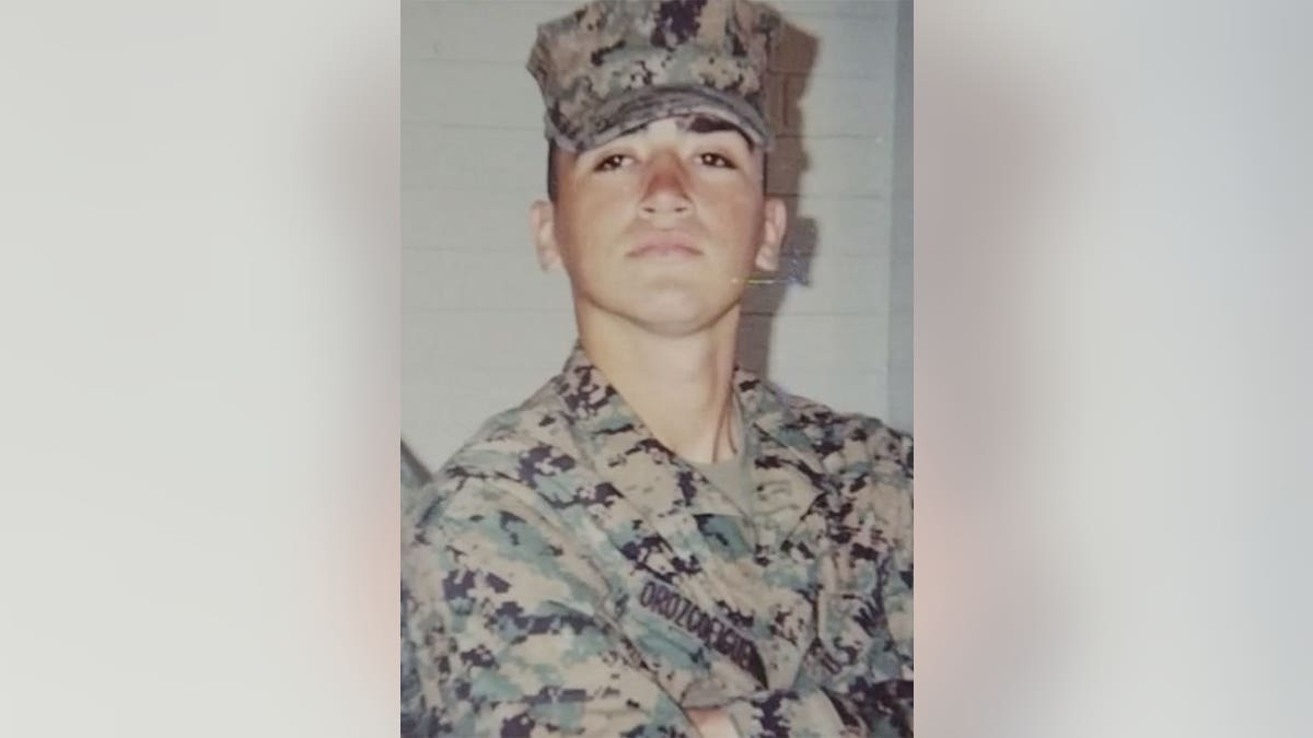 Aaron Orozco in military uniform while serving