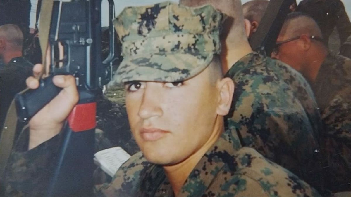 Aaron Orozco in military uniform while serving