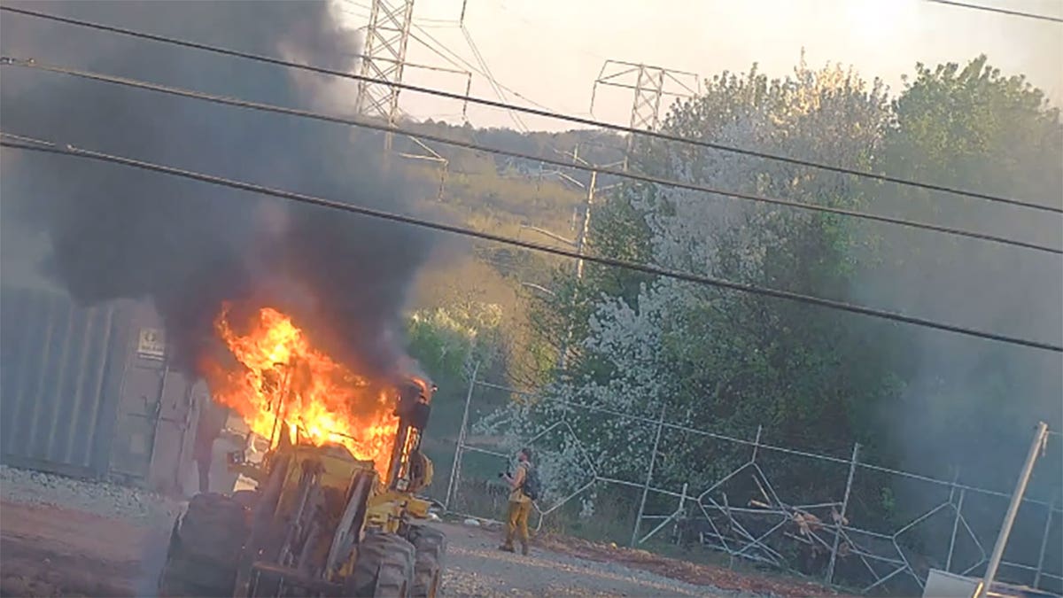 Fire at the "cop city" site