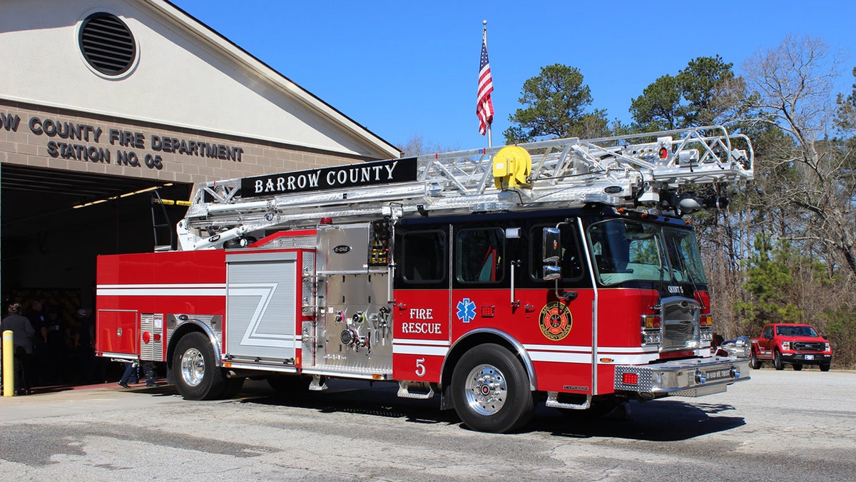 Barrow County firetruck at firehouse