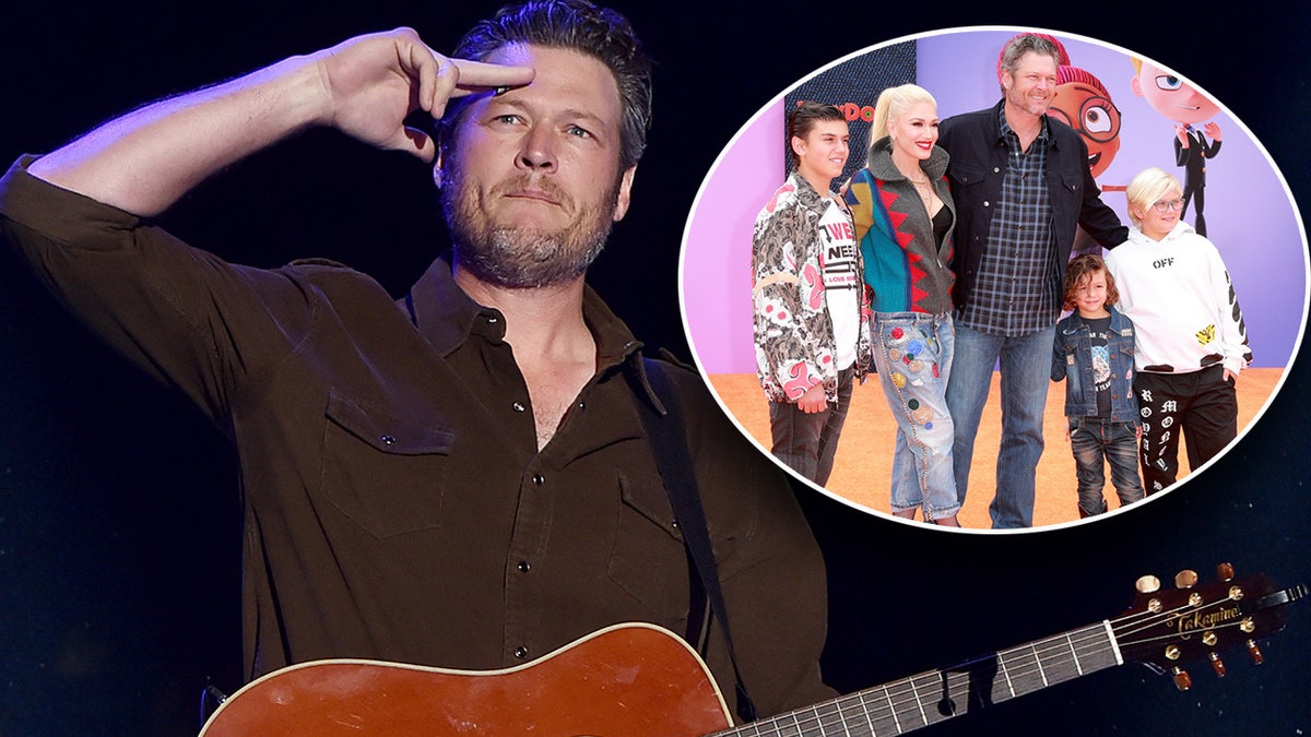 Blake Shelton salutes crowd during concert, walks red carpet with Gwen Stefani and kids