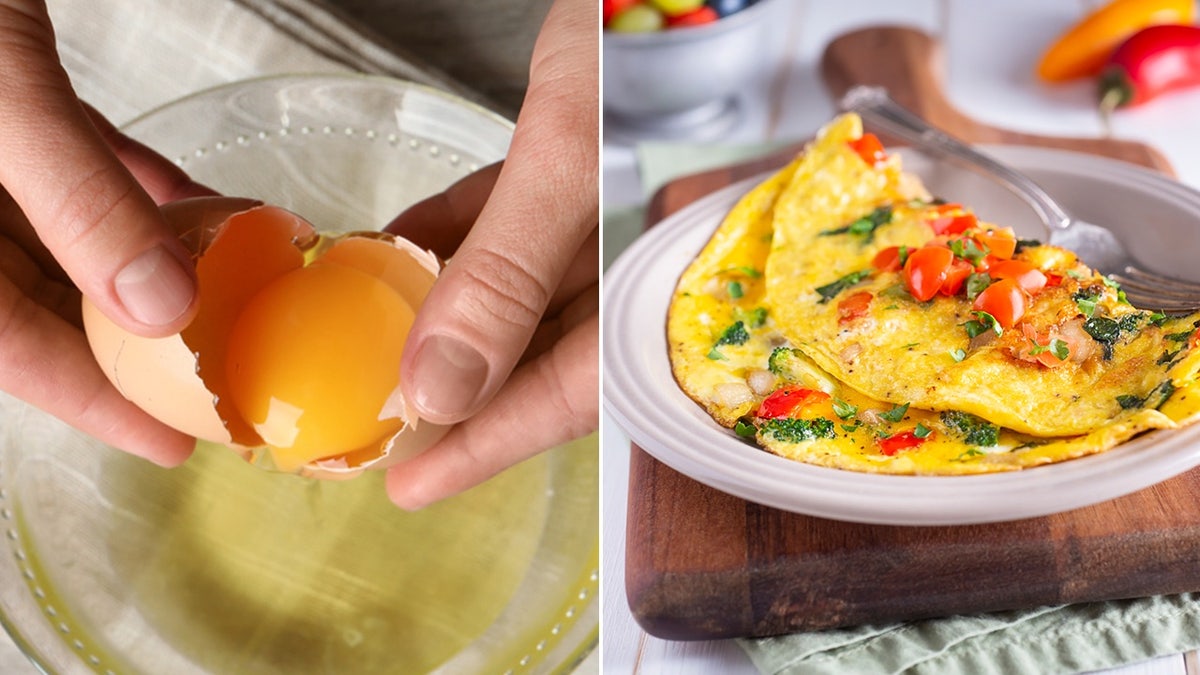 Cracking open egg/omelet