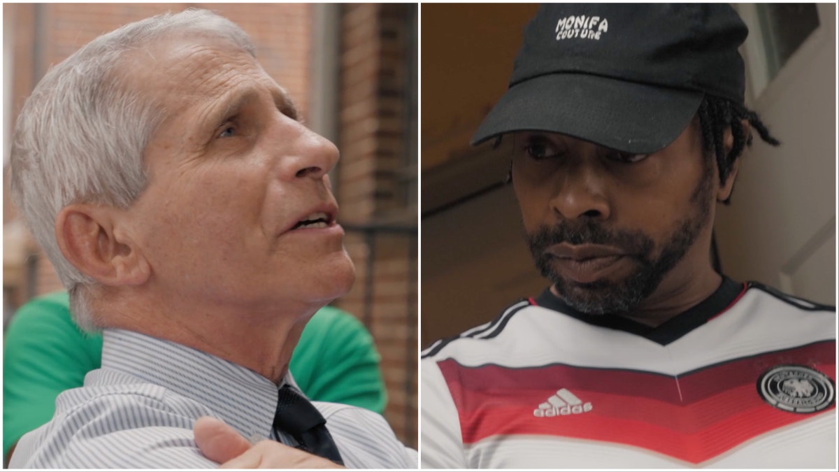 Split image of Anthony Fauci and DC resident who rebuked him over the covid vaccine