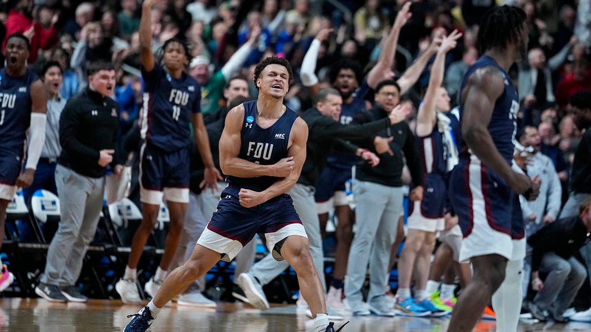 Fairleigh Dickinson celebrates against Purdue