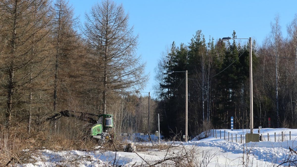 The construction site in Pelkola, Finland, where a border fence will be built alongside the border with Russia