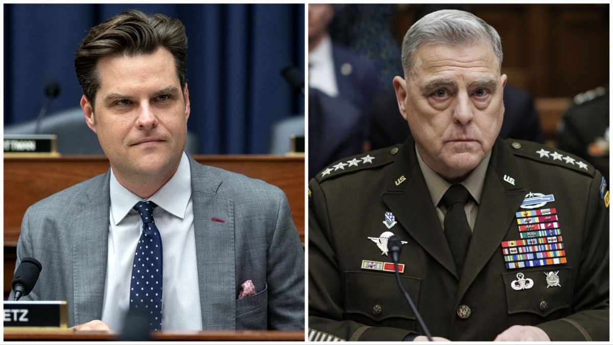 Matt Gaetz, left, Gen Mark Milley, right