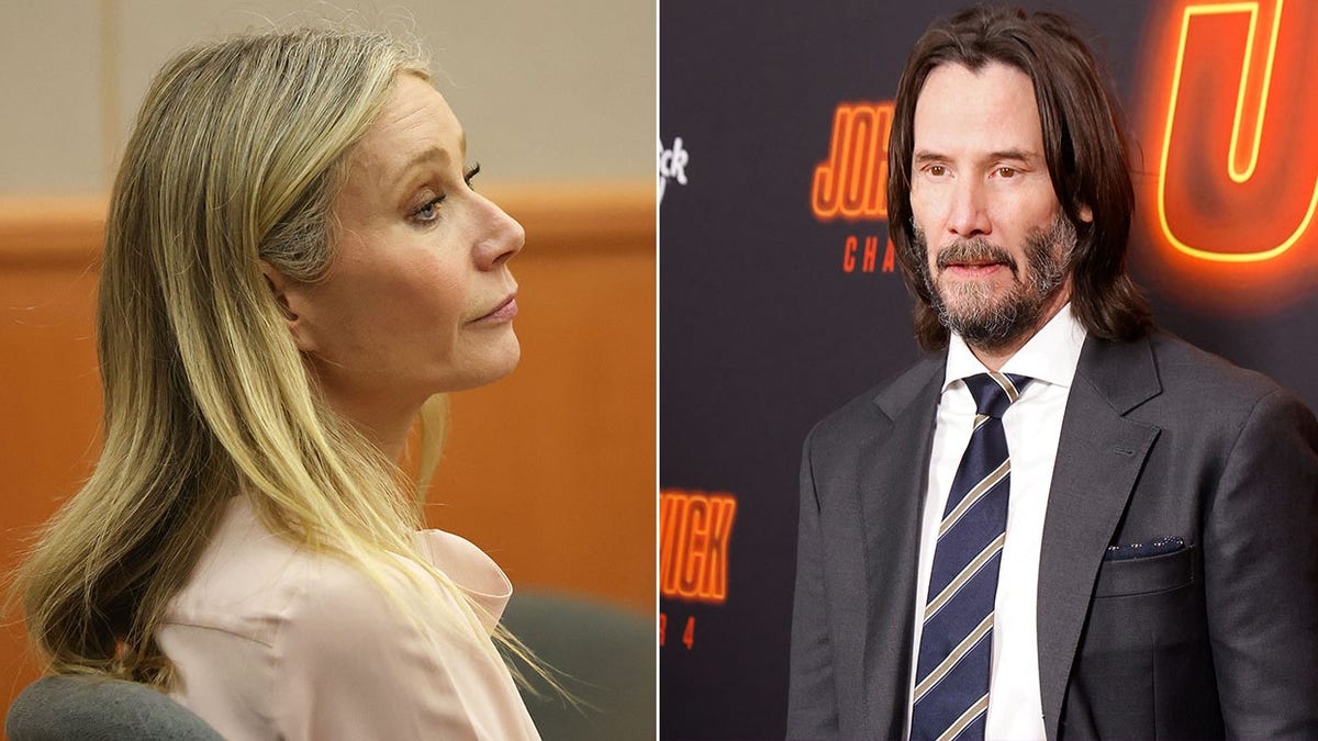 A split image of Gwyneth Paltrow and Keanu Reeves