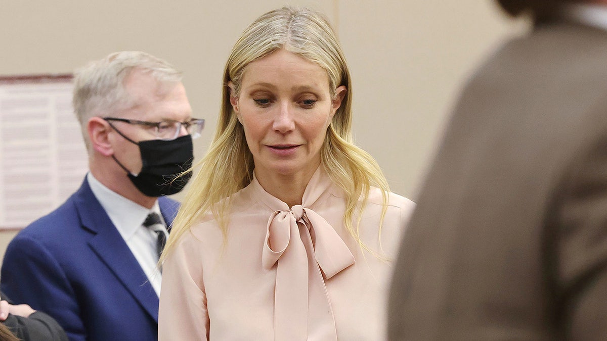 Gwyneth Paltrow sports blush blouse with large bow in Utah court room