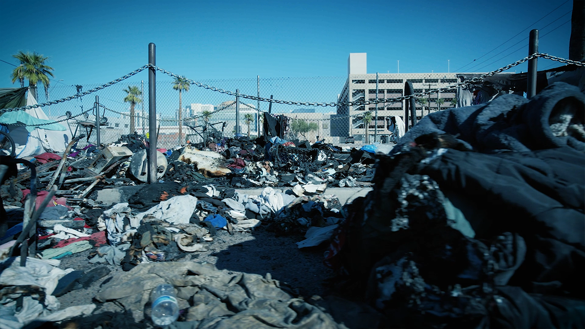 homeless encampment fire in Arizona