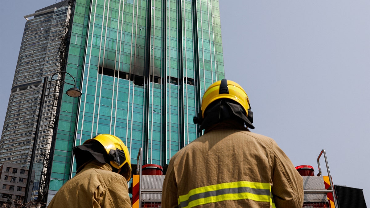 Hong Kong skyscraper seen after massive fire was put out