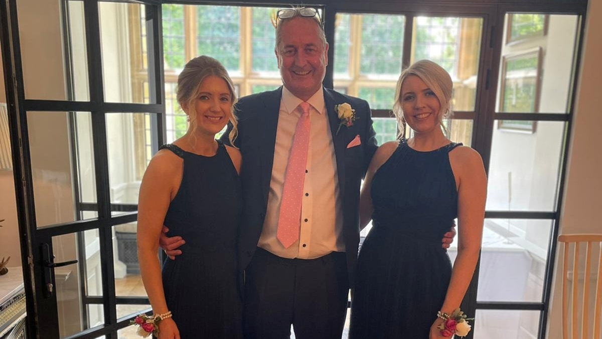 man daughters two women dresses wedding