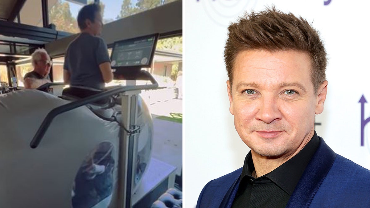 Jeremy Renner shows off anti-gravity treadmill physical therapy