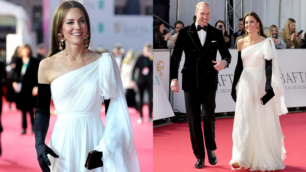 Kate Middleton rocks white grecian gown to BAFTAs