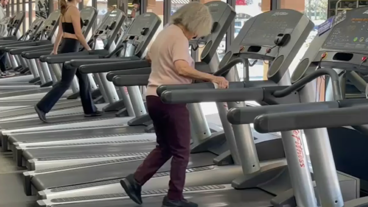 Moore walking on treadmill