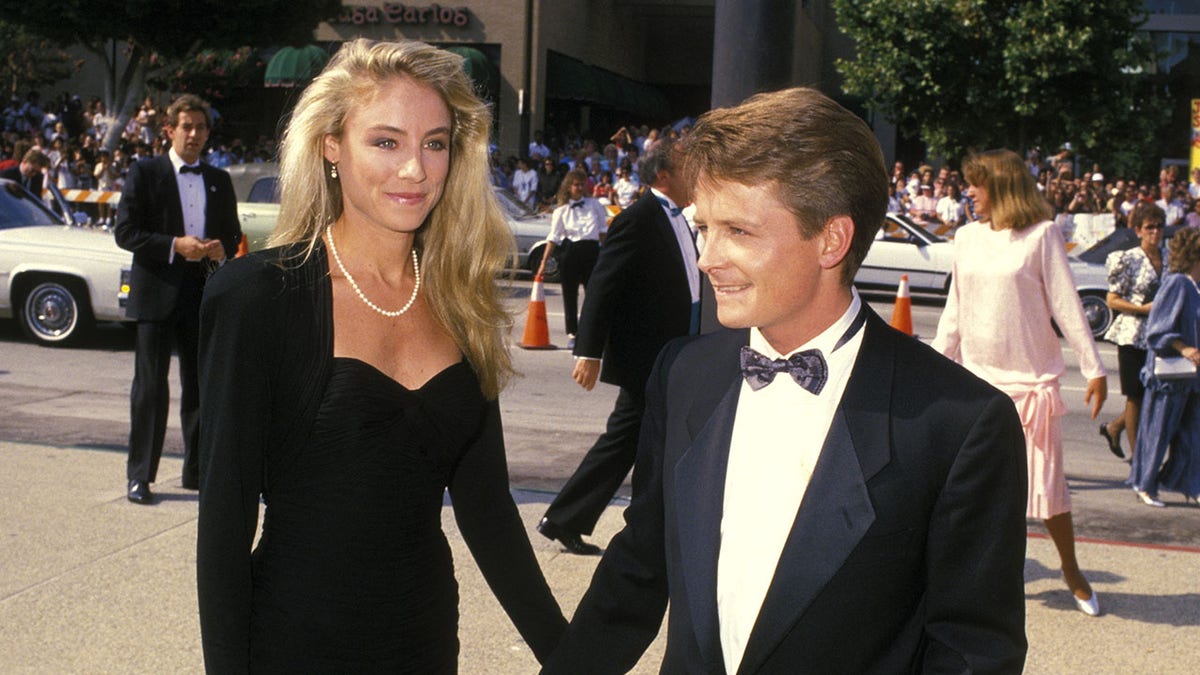 Michael J Fox and Tracy Pollan pictured in throwback photo dressed for a black-tie affair