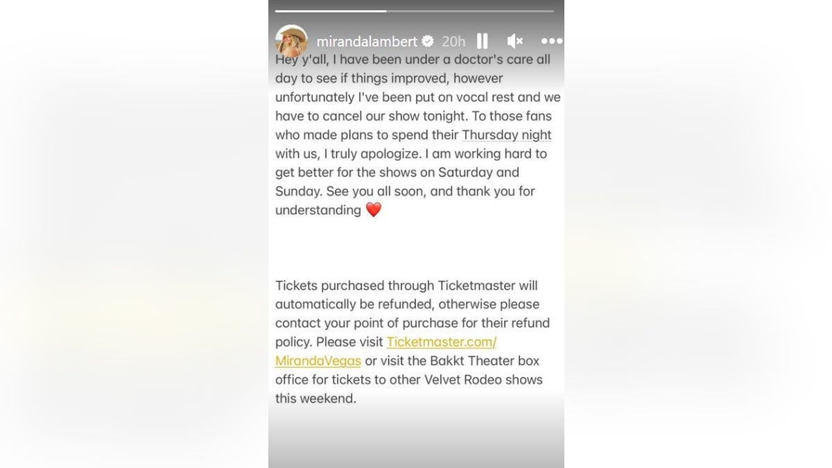 Miranda Lambert's Instagram story