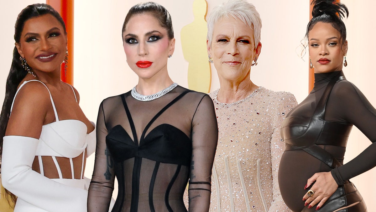 Oscars red carpet sheer looks included Lady Gaga, Mindy Kaling, Rihanna and Jamie Lee Curtis