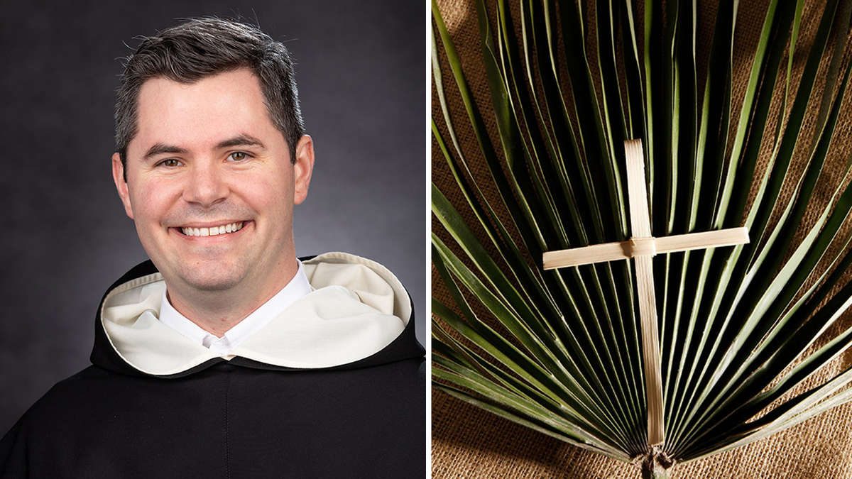Fr. Briscoe palms for Palm Sunday split