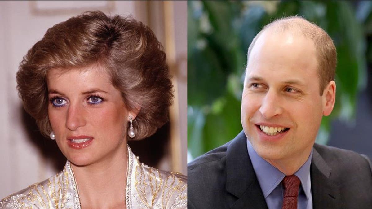 A split photo of Princess Diana and Prince William
