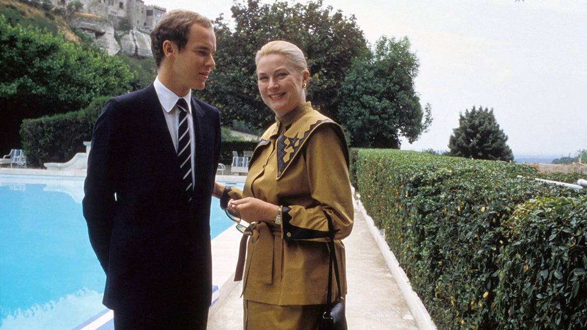 Prince Albert with his mother Princess Grace in 1982