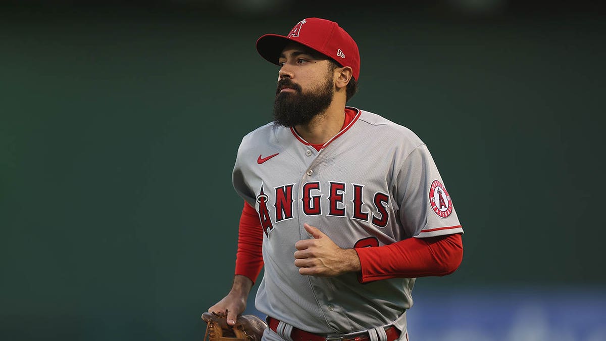 Anthony Rendon #6 of the Los Angeles Angels looks on before the game against the Oakland Athletics at RingCentral Coliseum on Oct. 4, 2022 in Oakland, California.