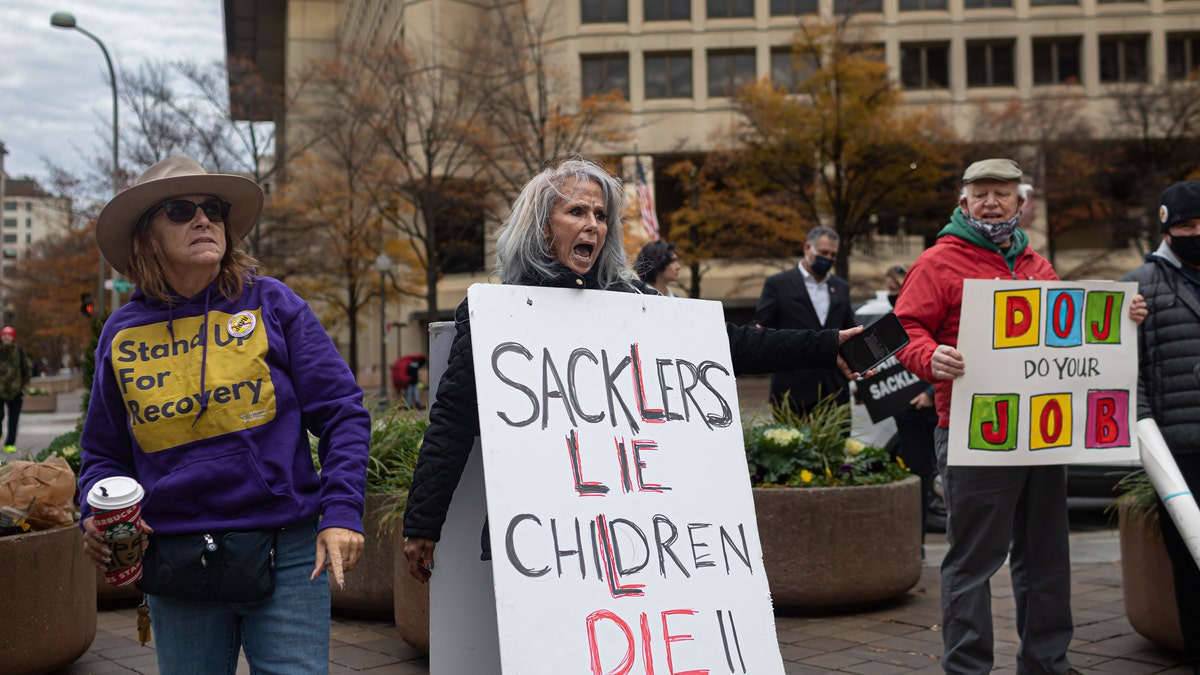 Sackler family protest