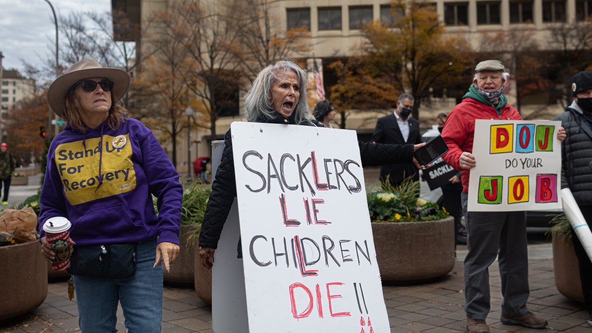 Sackler family protest