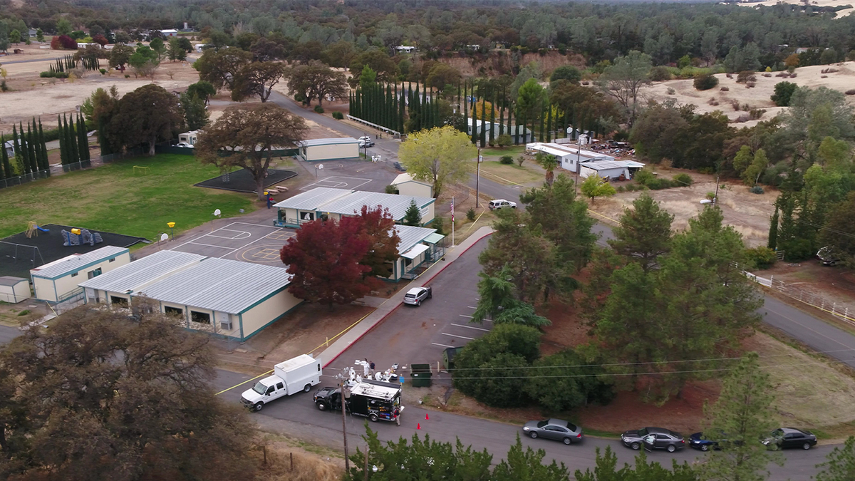 California shooting scene shown from aerial view