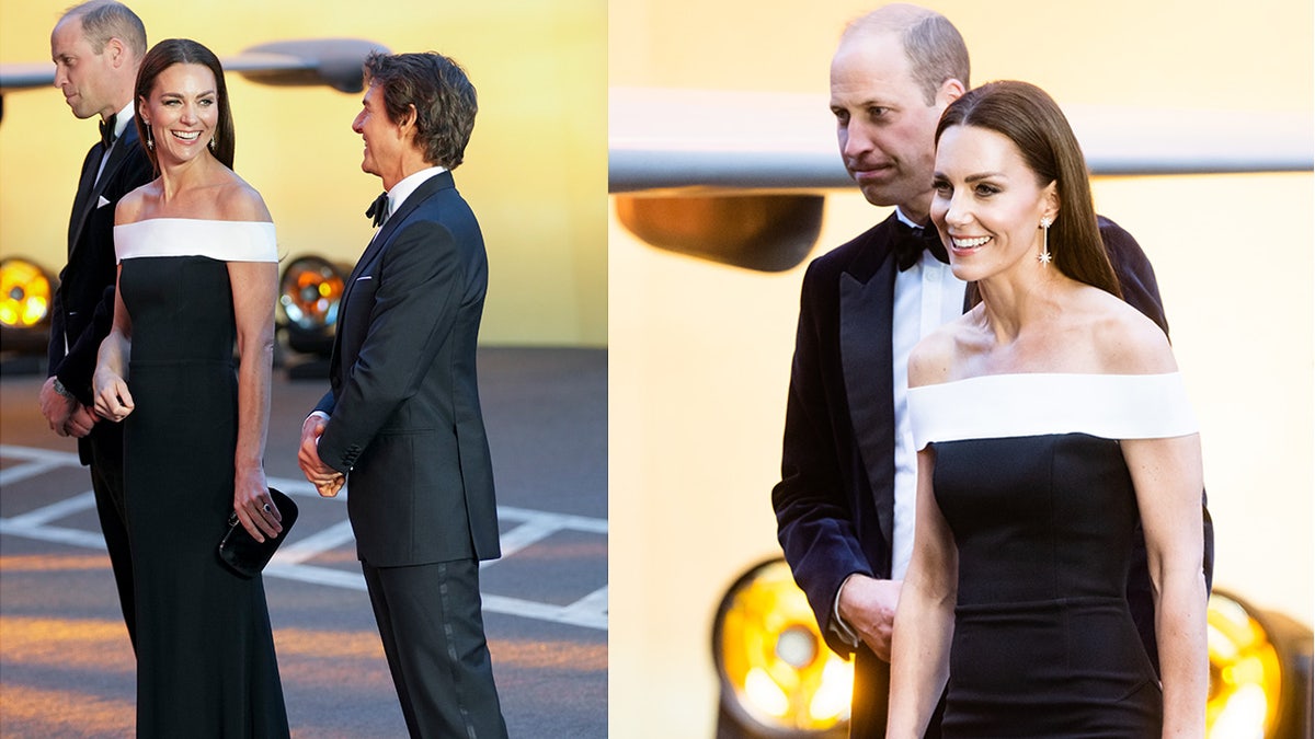 Kate Middleton wears black and white dress to Top Gun premiere in England