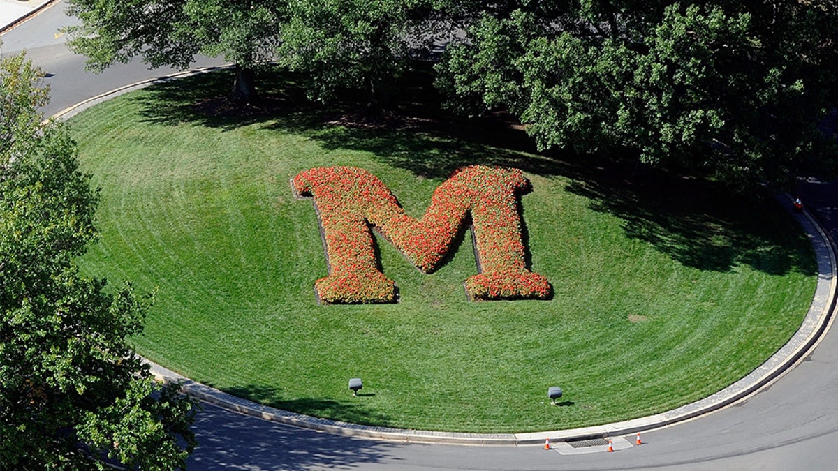 University of Maryland M circle with flowers