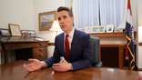Sen. Josh Hawley at his desk in his Washington, D.C. office