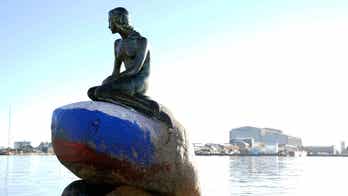 Denmark's famous Little Mermaid statue vandalized with colors of the Russian flag