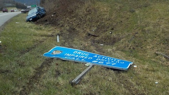 Ohio State Patrol arrests alleged drunk driver who crashed into highway sign about impaired drivers