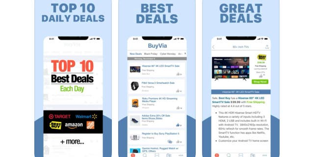 BuyVia membandingkan harga dari toko top, termasuk Amazon, Best Buy dan Home Depot.
