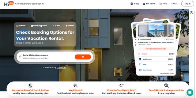 Image of the HiChee homepage where you can find and compare rental prices.