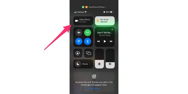 iPhone screen shot of FaceTime features.